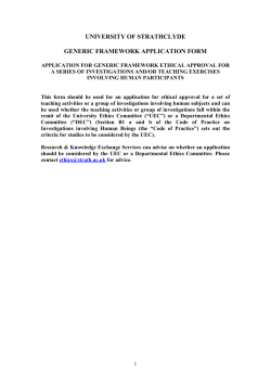 Ethics Generic Framework - University of Strathclyde