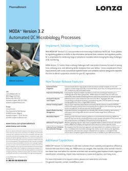 MODA&trade; Version 3.2 &ndash; Automated QC Microbiology Processes