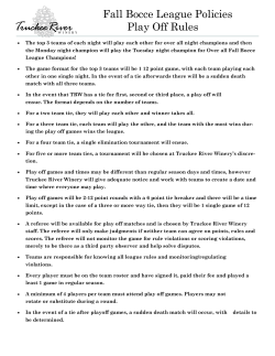 Fall Bocce League Policies Play Off Rules