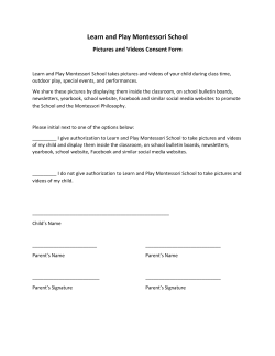 Photo and Video Consent Form. - Learn And Play Montessori School