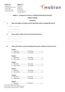 ANNEX 1 &ndash; to Request for Tender no. 3/04/2017/CD20 dated 18.04