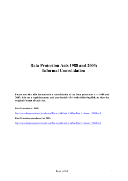 Informal Consolidation - Data Protection Commissioner
