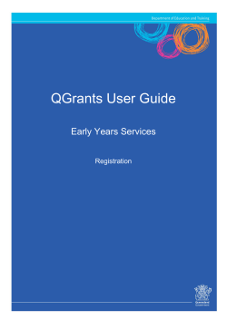 QGrants Early Years Services User Guide - Registration