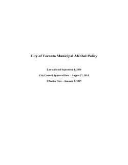 City of Toronto Municipal Alcohol Policy