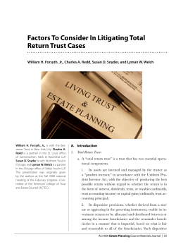 Factors To Consider In Litigating Total Return Trust Cases