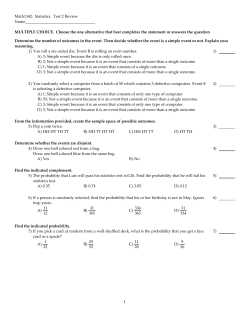 Math1342: Statistics. Test 2 Review