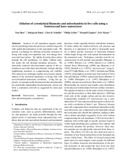 Ablation of cytoskeletal filaments and mitochondria in live cells using