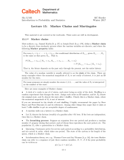 Lecture 15: Markov Chains and Martingales