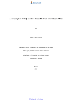 An investigation of the &beta;-Carotene status of Holstein cows in South