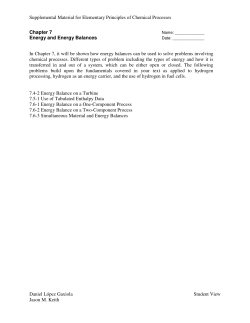 Chapter 7: Energy and Energy Balances