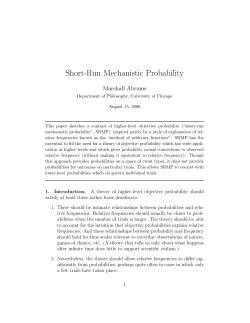 Short-Run Mechanistic Probability - Philosophy of Science Association