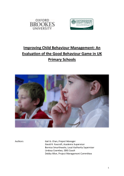 Improving Child Behaviour Management: An Evaluation of the Good
