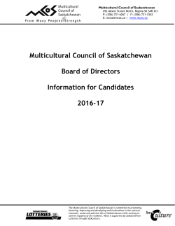 Nomination package - The Multicultural Council of Saskatchewan