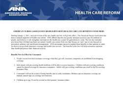 ANA Highlights How Health Care Law Benefits Consumers