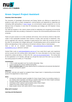 Green Impact Project Assistant - role description