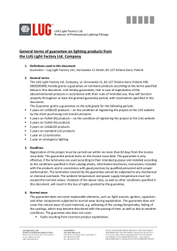 General terms of guarantee on lighting products from the LUG Light