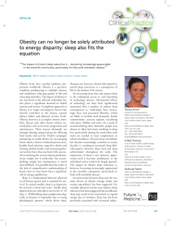 Obesity can no longer be solely attributed to energy disparity: sleep