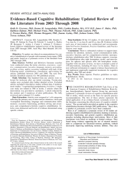 Evidence-Based Cognitive Rehabilitation