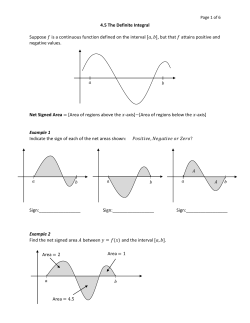 4.5 The Definite Integral Suppose is a continuous function defined