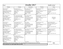 October 2017 Middle School Lunch Menu