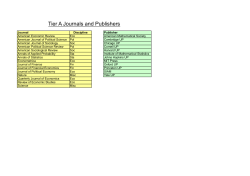 Tier A Journals and Publishers