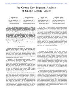 Pre-Course Key Segment Analysis of Online Lecture Videos