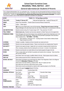 TOUCH 16 &ndash; 18 Years Boys and Girls