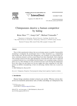 Chimpanzees deceive a human competitor by hiding