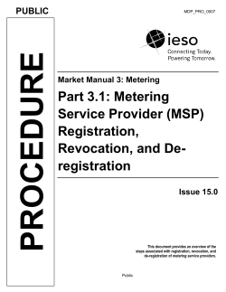 Part 3.1: Metering Service Provider (MSP) Registration, Revocation