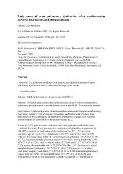 Early onset of acute pulmonary dysfunction after cardiovascular