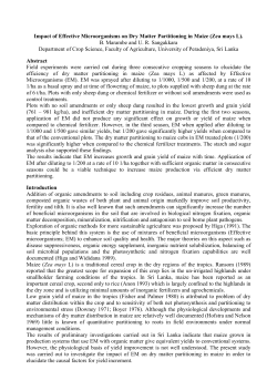Impact of Effective Microorganisms on Dry Matter Partitioning in Maize