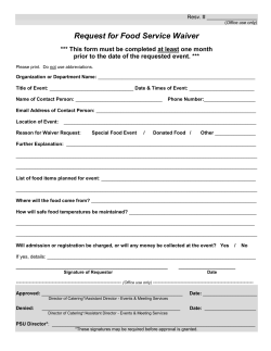 Food Waiver Form - Missouri State University