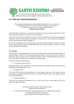 IS IT TIME FOR A NEW REFORMATION? The ecological challenge