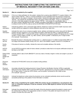 Certificate of Medical Necessity-Oxygen Instructions