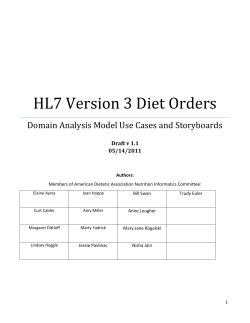 HL7 Version 3 Diet Orders