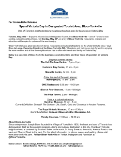 Bloor-Yorkville &ndash; Victoria Day Press Release &ndash; May 15, 2016