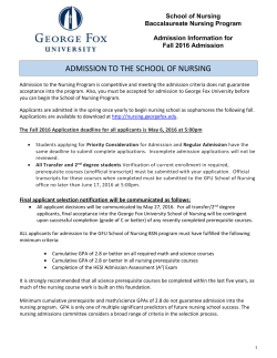 Re-Application (Applying to the Nursing Program for the second time)