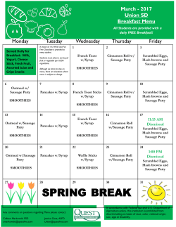 March Breakfast Menu