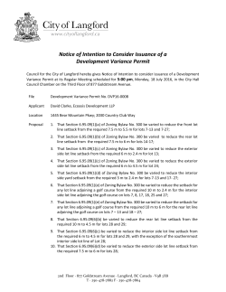 Notice of Intention to Consider Issuance of a Development Variance
