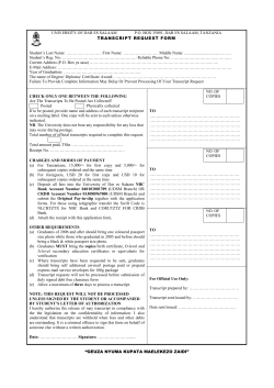 UNIVERSITY OF DAR ES SALAAM PO BOX 35091, DAR ES