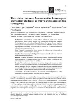 The relation between Assessment for Learning and elementary