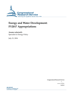 Energy and Water Development: FY2017 Appropriations