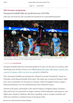 European football clubs net profit increase of &euro;1.5bn