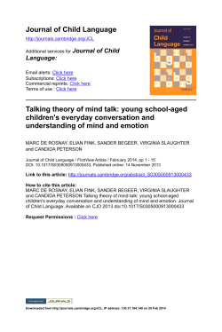 Journal of Child Language Talking theory of mind talk: young school