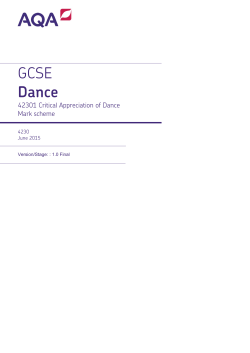 GCSE Dance Mark scheme Unit 01 - Critical Appreciation of