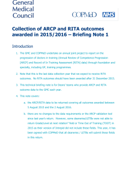 Collection of ARCP and RITA outcomes awarded in 2015/2016