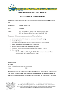 Notice of AGM - Dragon Boat ACT