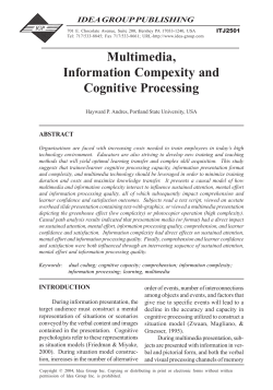 Multimedia, Information Compexity and Cognitive Processing