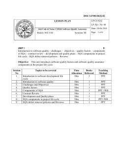 CS9262 Software Quality Assurance Ms. SWEETLIN HEMALATHA