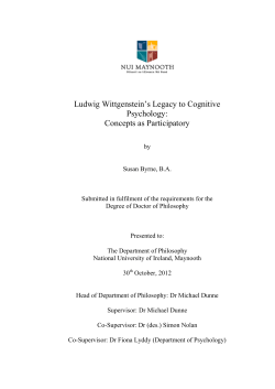 Ludwig Wittgenstein`s Legacy to Cognitive Psychology